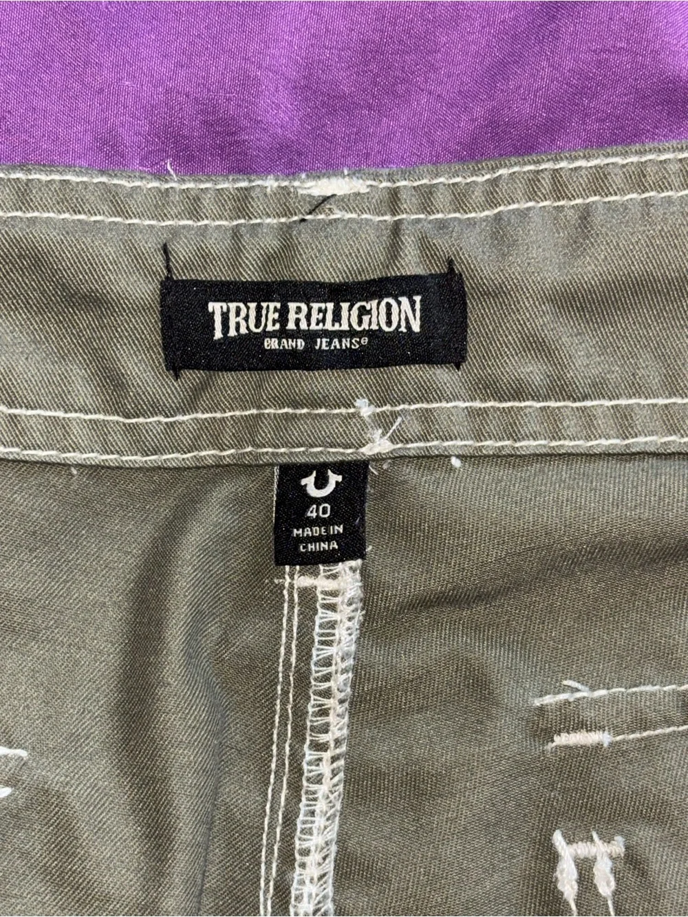 True Religion Olive Straight-Leg Cargo Pants
